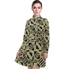 Linear Geometric Print Pattern Mosaic 2 Long Sleeve Chiffon Shirt Dress by dflcprintsclothing