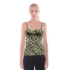 Linear Geometric Print Pattern Mosaic 2 Spaghetti Strap Top