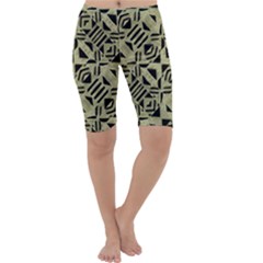 Linear Geometric Print Pattern Mosaic 2 Cropped Leggings 