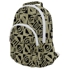 Linear Geometric Print Pattern Mosaic 2 Rounded Multi Pocket Backpack by dflcprintsclothing