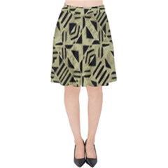 Linear Geometric Print Pattern Mosaic 2 Velvet High Waist Skirt by dflcprintsclothing