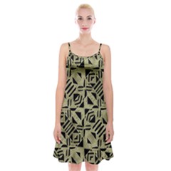 Linear Geometric Print Pattern Mosaic 2 Spaghetti Strap Velvet Dress by dflcprintsclothing