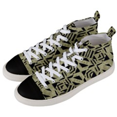 Linear Geometric Print Pattern Mosaic 2 Men s Mid-top Canvas Sneakers by dflcprintsclothing