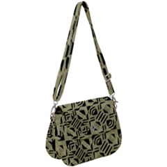 Linear Geometric Print Pattern Mosaic 2 Saddle Handbag