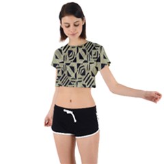 Linear Geometric Print Pattern Mosaic 2 Tie Back Short Sleeve Crop Tee by dflcprintsclothing