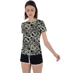 Linear Geometric Print Pattern Mosaic 2 Back Circle Cutout Sports Tee by dflcprintsclothing