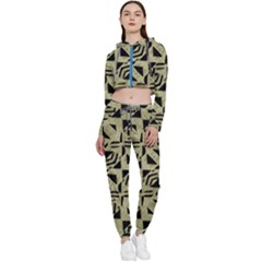 Linear Geometric Print Pattern Mosaic 2 Cropped Zip Up Lounge Set by dflcprintsclothing