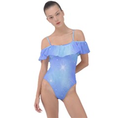 Heavenly Flowers Frill Detail One Piece Swimsuit