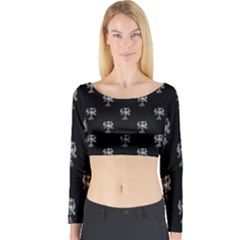 Ancient Greek Artwork Motif Pattern Long Sleeve Crop Top by dflcprintsclothing