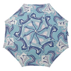 Blue Vivid Marble Pattern Straight Umbrellas by goljakoff