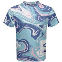 Blue Vivid Marble Pattern Men s Cotton Tee by goljakoff