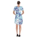 Blue Vivid Marble Pattern Short Sleeve V-neck Flare Dress View2