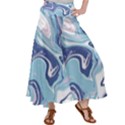 Blue Vivid Marble Pattern Satin Palazzo Pants View1