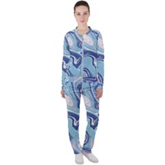 Blue Vivid Marble Pattern Casual Jacket And Pants Set by goljakoff