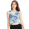 Blue Vivid Marble Pattern V-Neck Cropped Tank Top View1