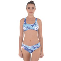 Blue Vivid Marble Pattern Criss Cross Bikini Set by goljakoff