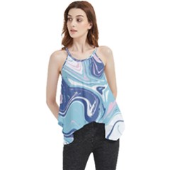 Blue Vivid Marble Pattern Flowy Camisole Tank Top by goljakoff