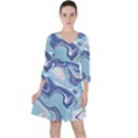 Blue Vivid Marble Pattern Ruffle Dress View1