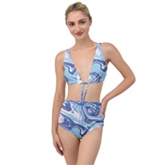 Blue Vivid Marble Pattern Tied Up Two Piece Swimsuit by goljakoff