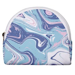 Blue Vivid Marble Pattern Horseshoe Style Canvas Pouch by goljakoff