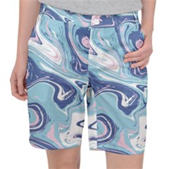 Blue Vivid Marble Pattern Pocket Shorts by goljakoff