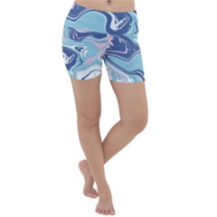 Blue Vivid Marble Pattern Lightweight Velour Yoga Shorts by goljakoff