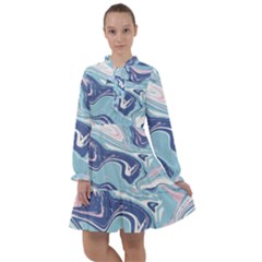 Blue Vivid Marble Pattern All Frills Chiffon Dress by goljakoff