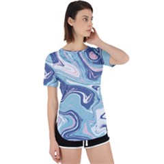 Blue Vivid Marble Pattern Perpetual Short Sleeve T-shirt by goljakoff