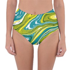 Green Vivid Marble Pattern Reversible High-waist Bikini Bottoms by goljakoff