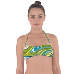 Green Vivid Marble Pattern Halter Bandeau Bikini Top by goljakoff