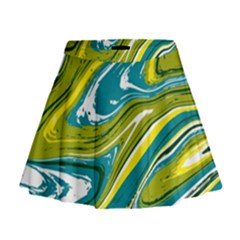 Green Vivid Marble Pattern Mini Flare Skirt by goljakoff