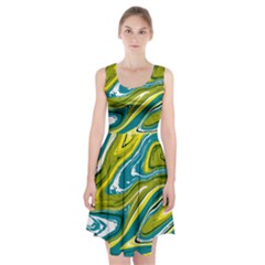 Green Vivid Marble Pattern Racerback Midi Dress by goljakoff