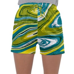 Green Vivid Marble Pattern Sleepwear Shorts by goljakoff