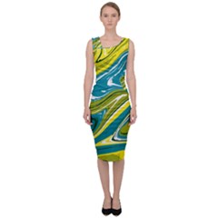 Green Vivid Marble Pattern Sleeveless Pencil Dress by goljakoff