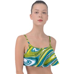 Green Vivid Marble Pattern Frill Bikini Top by goljakoff