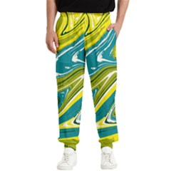 Green Vivid Marble Pattern Men s Elastic Waist Pants by goljakoff