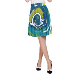 Green Vivid Marble Pattern 14 A-line Skirt by goljakoff