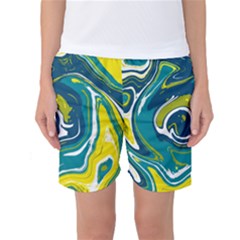 Green Vivid Marble Pattern 14 Women s Basketball Shorts by goljakoff