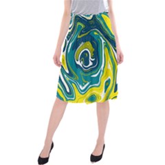 Green Vivid Marble Pattern 14 Midi Beach Skirt by goljakoff