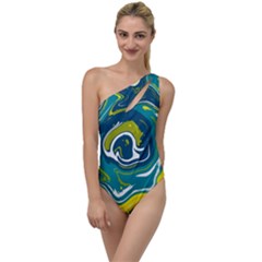 Green Vivid Marble Pattern 14 To One Side Swimsuit by goljakoff