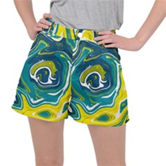 Green Vivid Marble Pattern 14 Ripstop Shorts by goljakoff