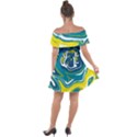 Green Vivid Marble Pattern 14 Off Shoulder Velour Dress View2