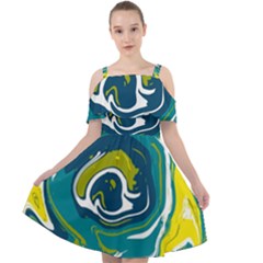 Green Vivid Marble Pattern 14 Cut Out Shoulders Chiffon Dress by goljakoff