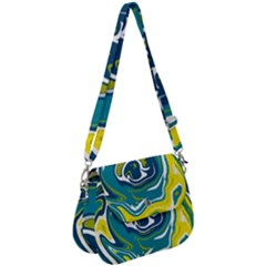 Green Vivid Marble Pattern 14 Saddle Handbag by goljakoff