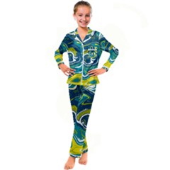 Green Vivid Marble Pattern 14 Kid s Satin Long Sleeve Pajamas Set by goljakoff