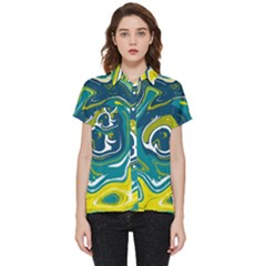 Green Vivid Marble Pattern 14 Short Sleeve Pocket Shirt by goljakoff