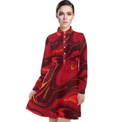 Red Vivid Marble Pattern 15 Long Sleeve Chiffon Shirt Dress by goljakoff