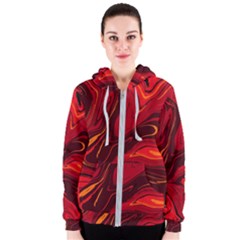 Red Vivid Marble Pattern 15 Women s Zipper Hoodie by goljakoff