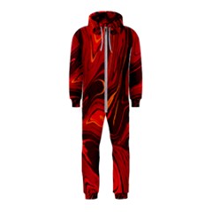 Red Vivid Marble Pattern 15 Hooded Jumpsuit (kids) by goljakoff