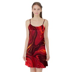 Red Vivid Marble Pattern 15 Satin Night Slip by goljakoff